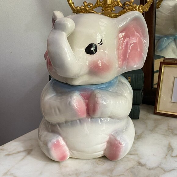 RARE Vintage 50s Baby Cute Elephant Cookie Jar Canister Disney Dumbo Era - Picture 9 of 10